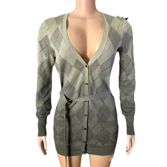 Burberry London 100% Cotton Women’s Knit Cardigan Sweater Size Medium Gray - Picture 1 of 15